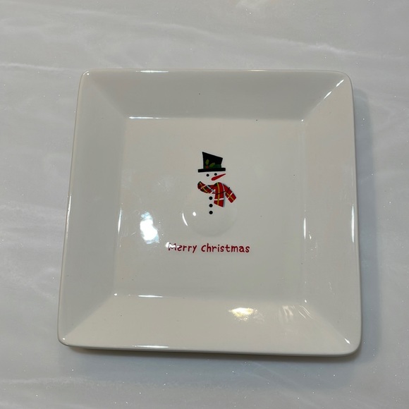 Snowman Earthenware Plate Christmas Cutouts Dish / Plate - Picture 1 of 4